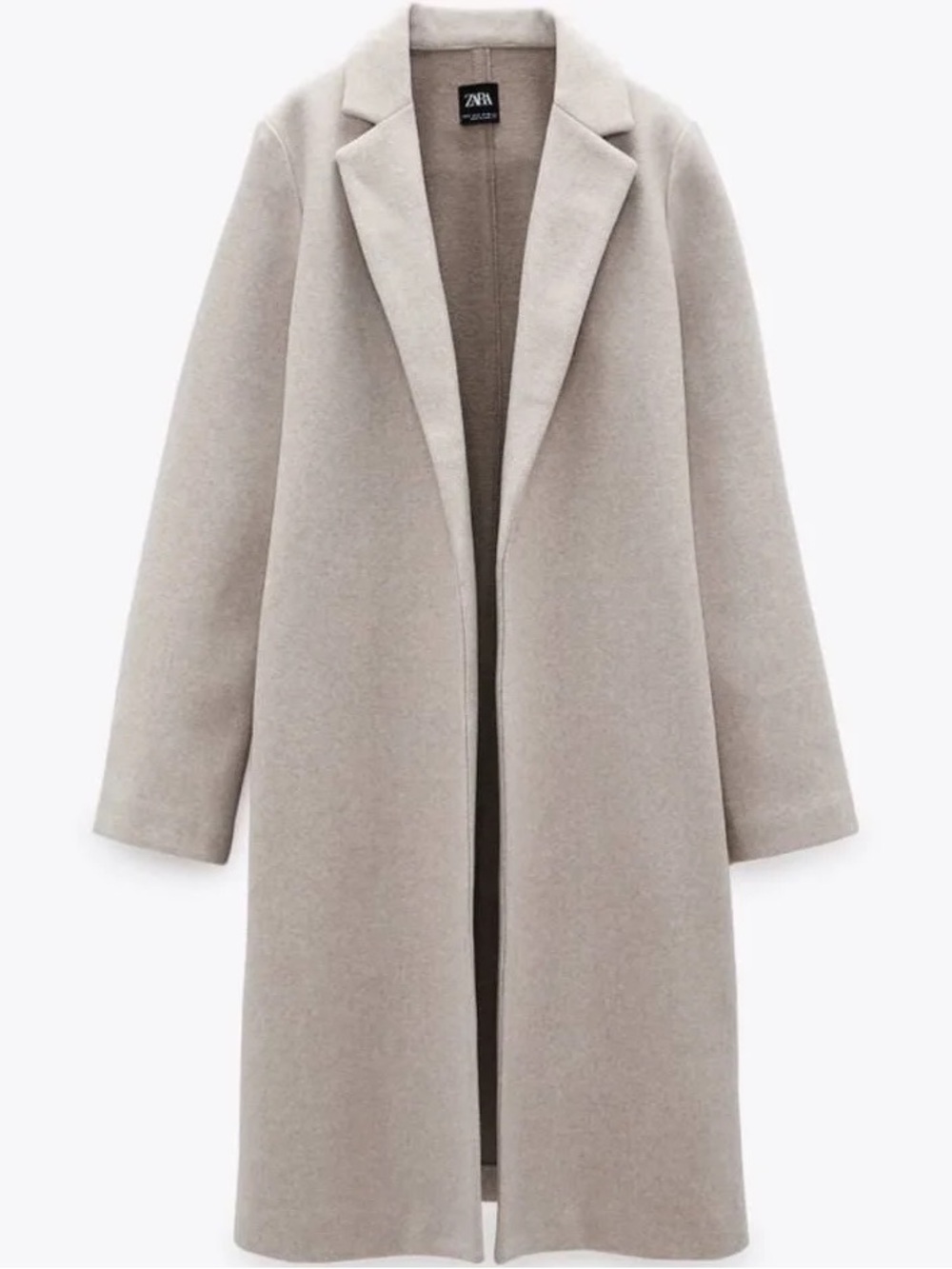 ZARA Beige Long Open-Front Trench Coat L